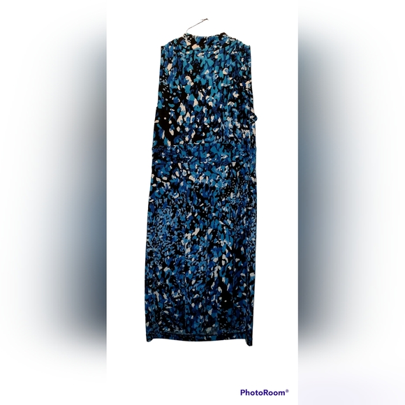 B. Calm Blue/ black/ white patterned cocktail dress, size 8 - Picture 2 of 3